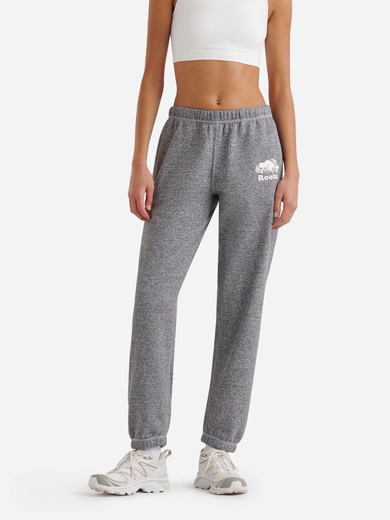 Roots Pants - Roots Women’s Organic Original Salt and Pepper White Logo Sweatpants